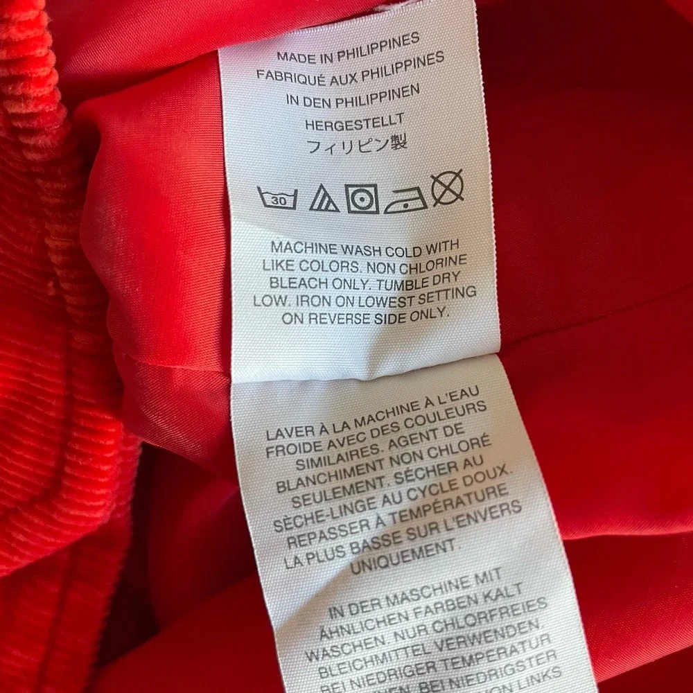 J.Crew Red Corduroy A-Line Mini Skirt 6 Cotton Zip Front Dark Academia Fall